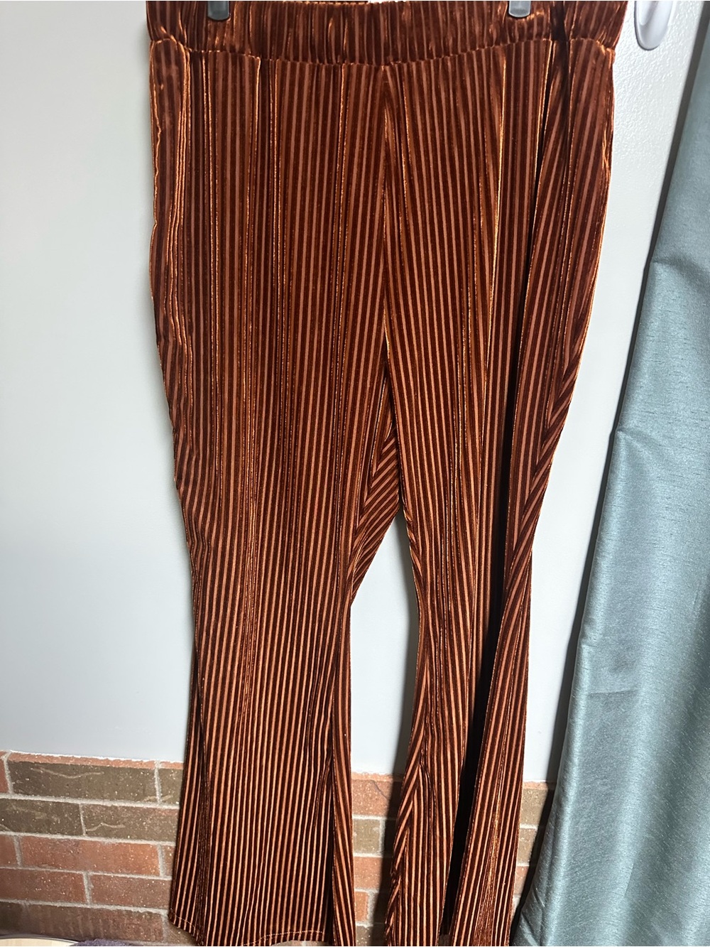 Girls' Copper Velvet Ribbed Flare Pants